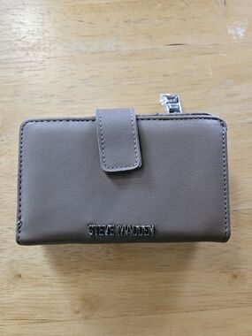 Steve Madden Taupe Leather Zip Wallet